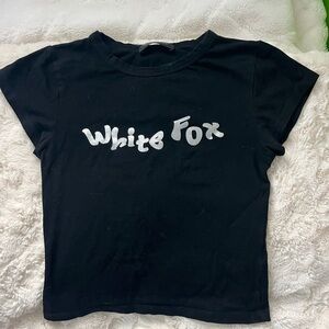 White Fox Black Baby Tee